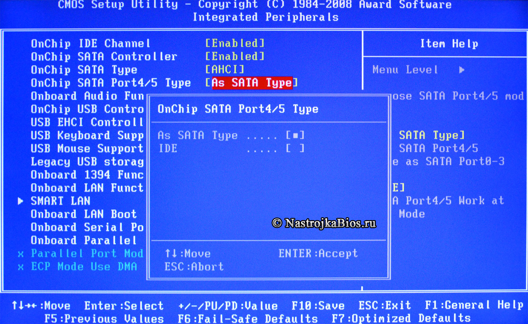 OnChip SATA Port4/5 Type перевод портво 4 и 5 в режим работы IDE (с фото)