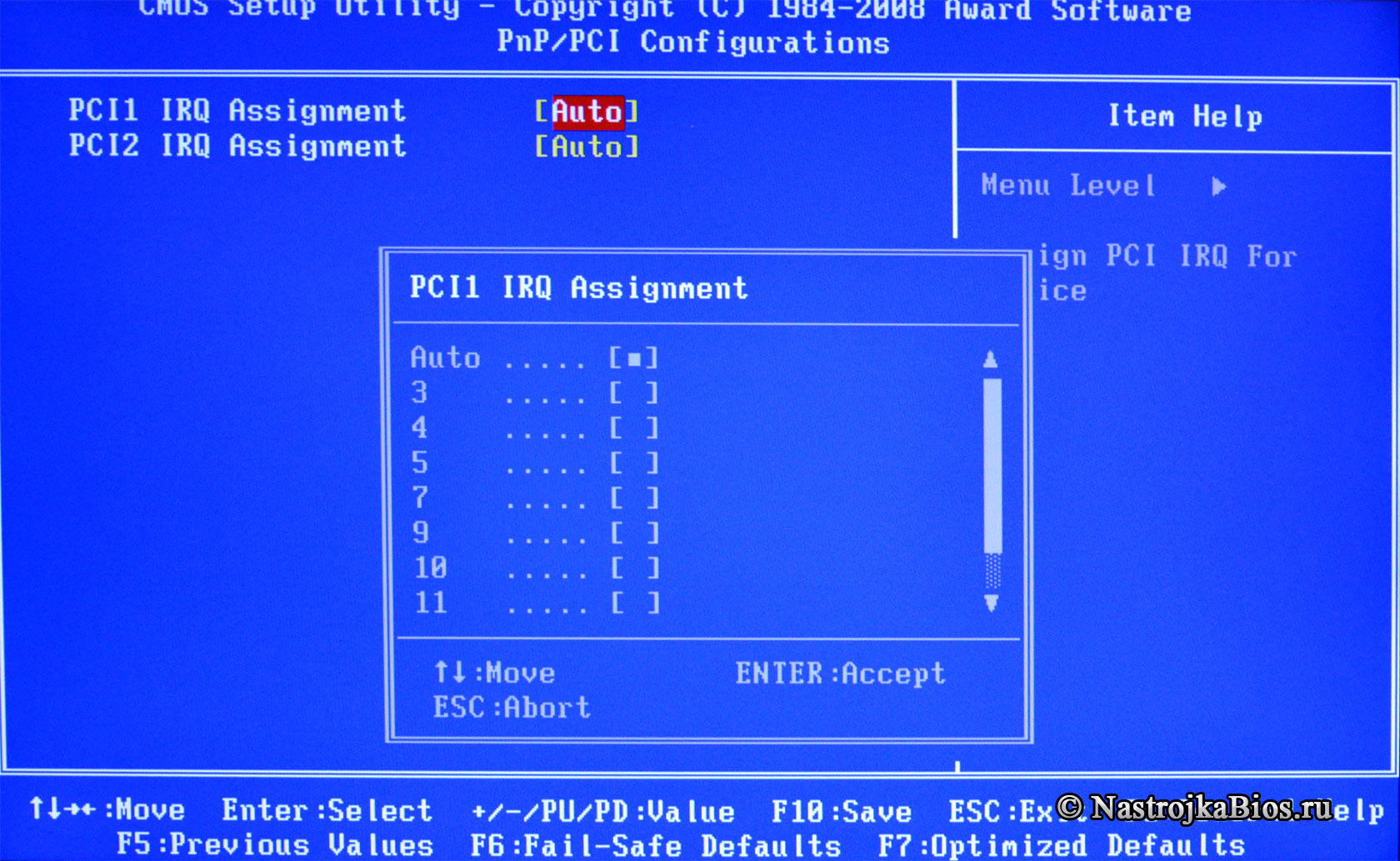PCI 1 Assignment - назначение прерывания устройству установленого в PCI №1
