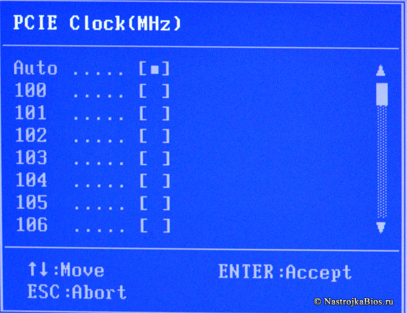 PCIE Clock (MHz) значение по умолчанию [Auto]