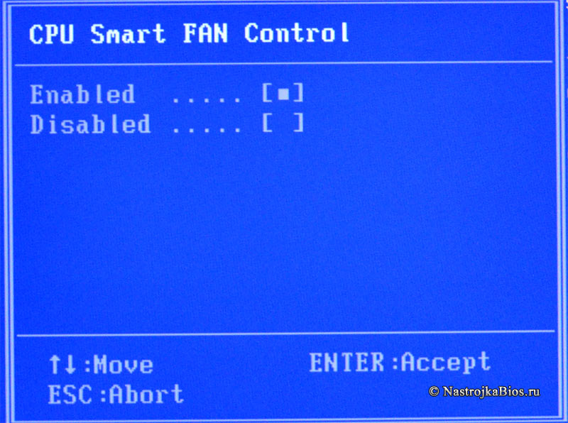 CPU Smart FAN Control значение по умолчанию [Enabled]